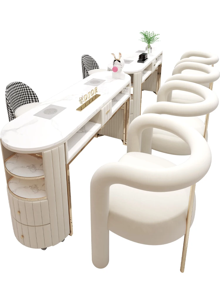 Light luxury table and chair set, marble manicure table, single and double high-end manicure