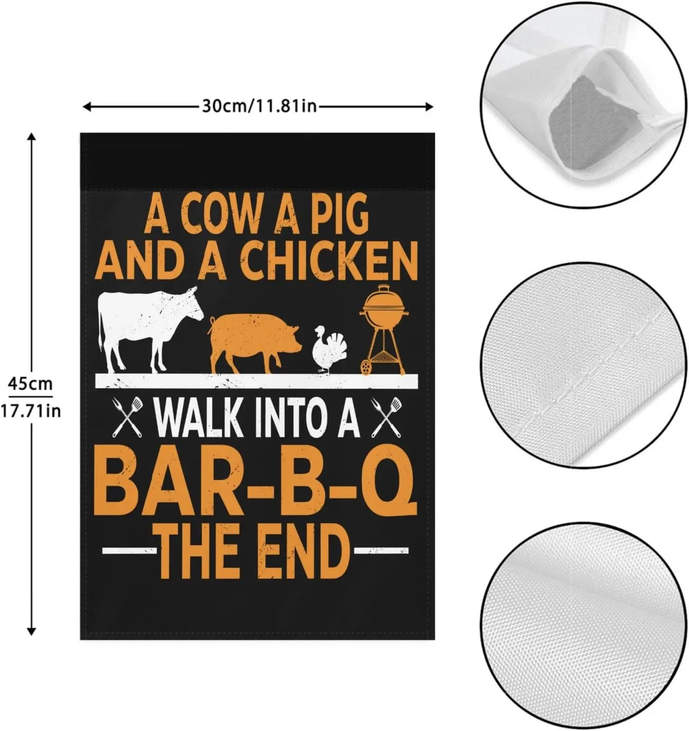 A Pig A Chicken & A Cow Walk Into A BBQ Garden Flags One Size, Humorous Garden Flag One Size Double Sided For Outdoor Garden