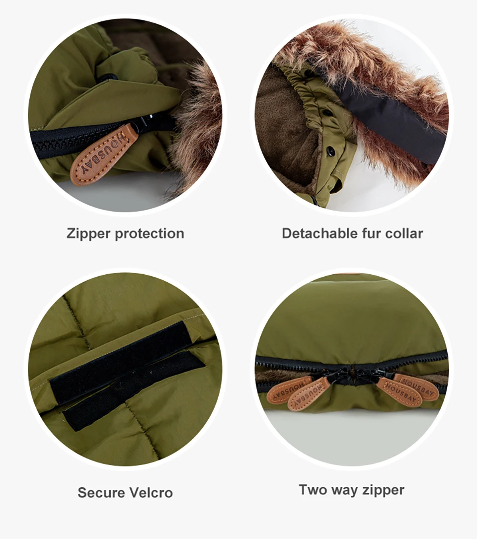 Kinderwagen Fußsack Outdoor Winter Baby Warm In Kinderwagen Abnehmbare Dicker Winddicht Pelz Kragen Baby Umschlag Kinderwagen Zubehör – Detail 7