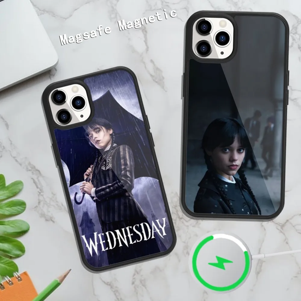 Comedy W-Wednesday Horror Tv Phone Case For iPhone Magsafe Magnetic 15 14 13 12 11 Plus Pro Max Wireless Charging