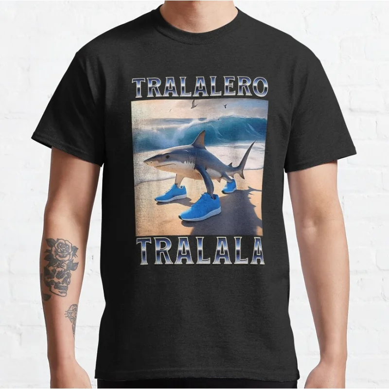 

Tralalero Tralala AI shark Italian Brainrot Funny Meme T-shirt for men large size Adult Tops S-6xl mens clothing