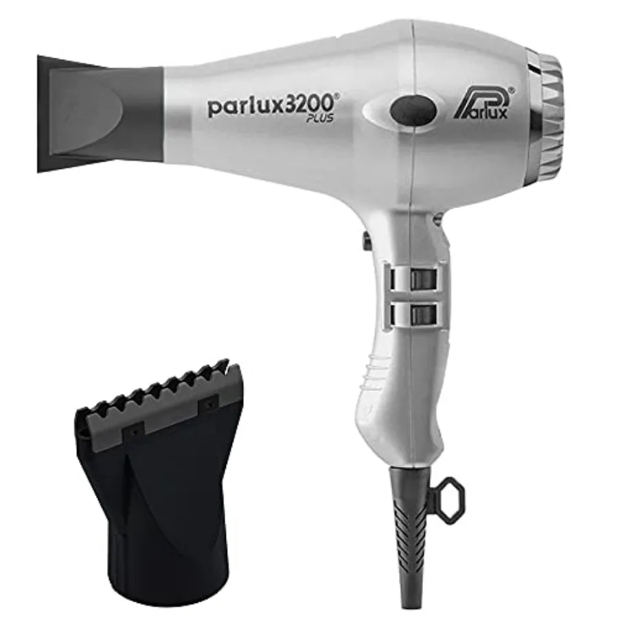

Parlux 3200 Plus Silver Hair Dryer + Hot Blow Attachment Bundle Professional High-Speed Ionic Blow Dryer for Fast Drying Frizz-