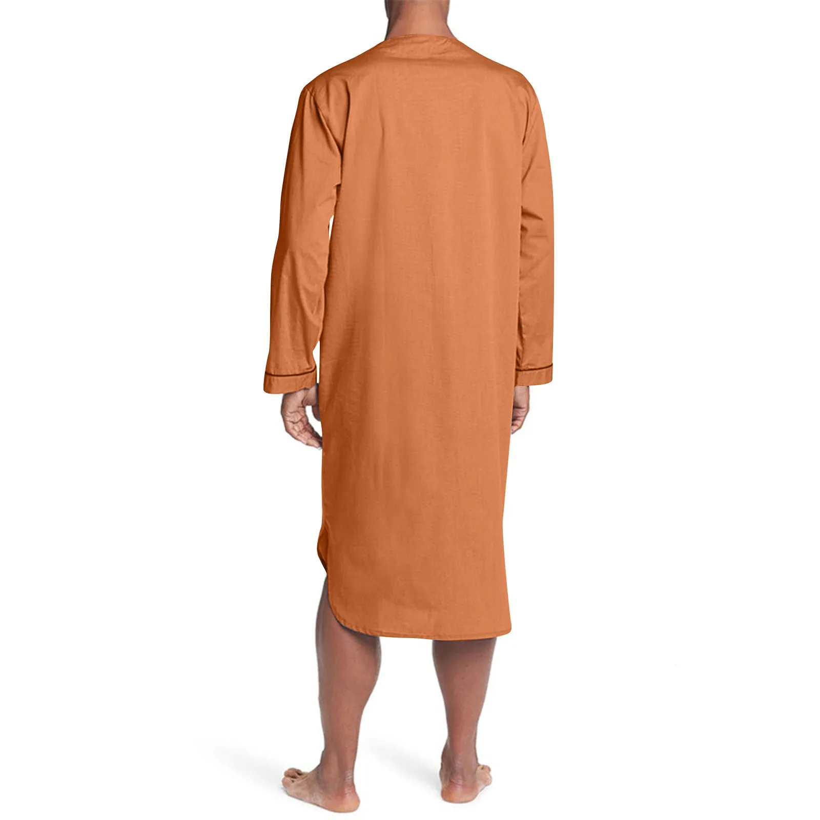 Neue männer Pyjamas Casual Langarm V-ausschnitt Pyjamas Mode Lose Fit Einfarbig Hohe Qualität Nachthemd Komfortable Homewear – Detail 20