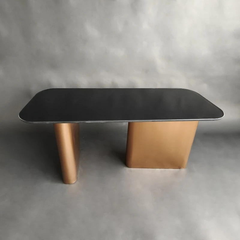 Medieval stainless steel small apartment coffee table modern simple home rectangular glass living room coffee table