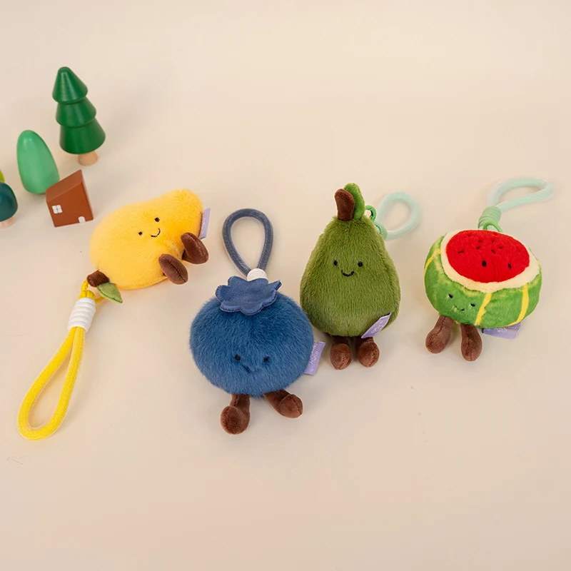 Kawaii الفاكهة أفخم حقيبة سلسلة مفاتيح ديكور الفراولة الأناناس البرتقال الموز لطيف محشوة الفاكهة دمية لينة Plushies الهدايا فتاة