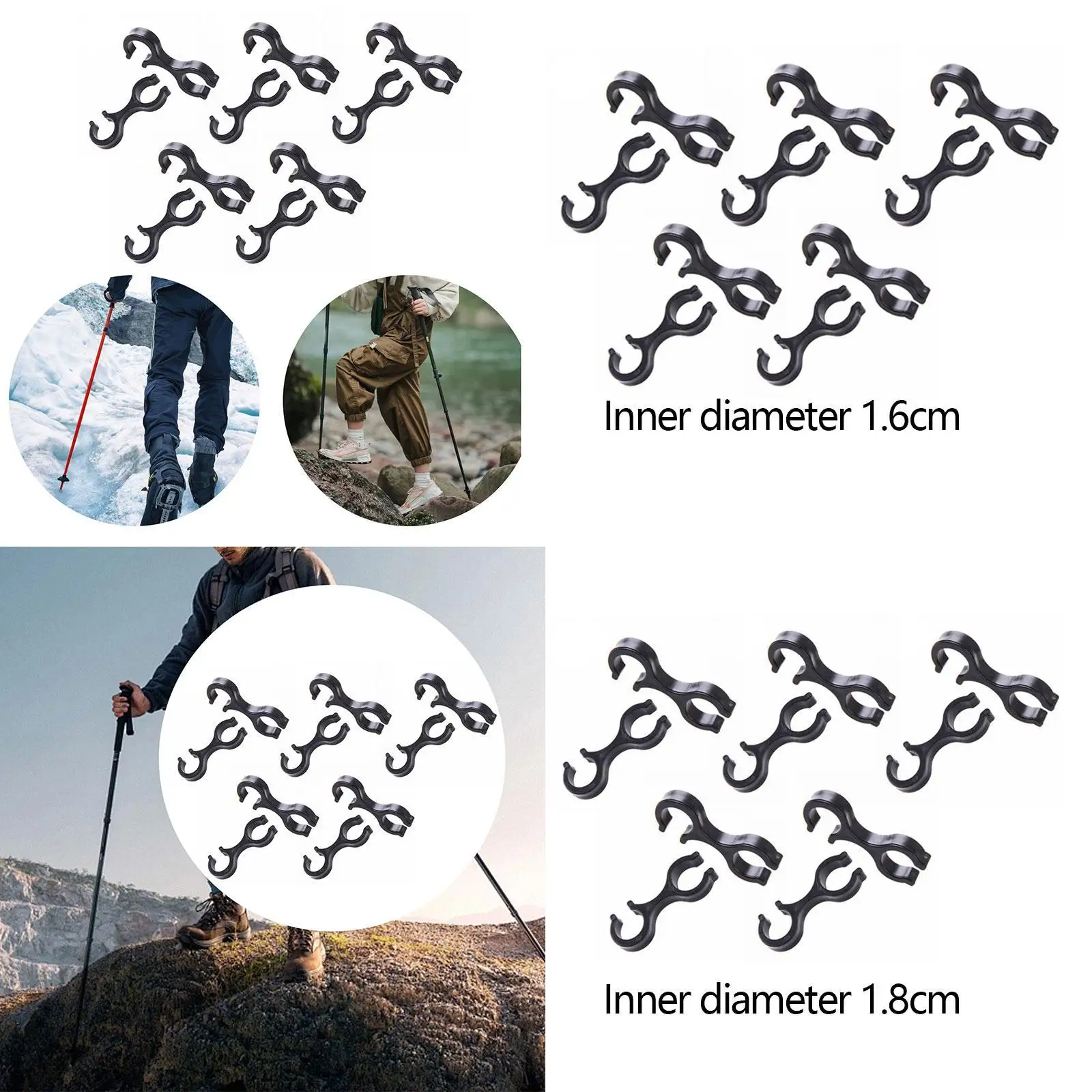 10x Trekking Pole Clips Quick Release Multifunctional 8 Shape Carabiners for Backpacking Hiking Outdoor Climbing Mountaineering