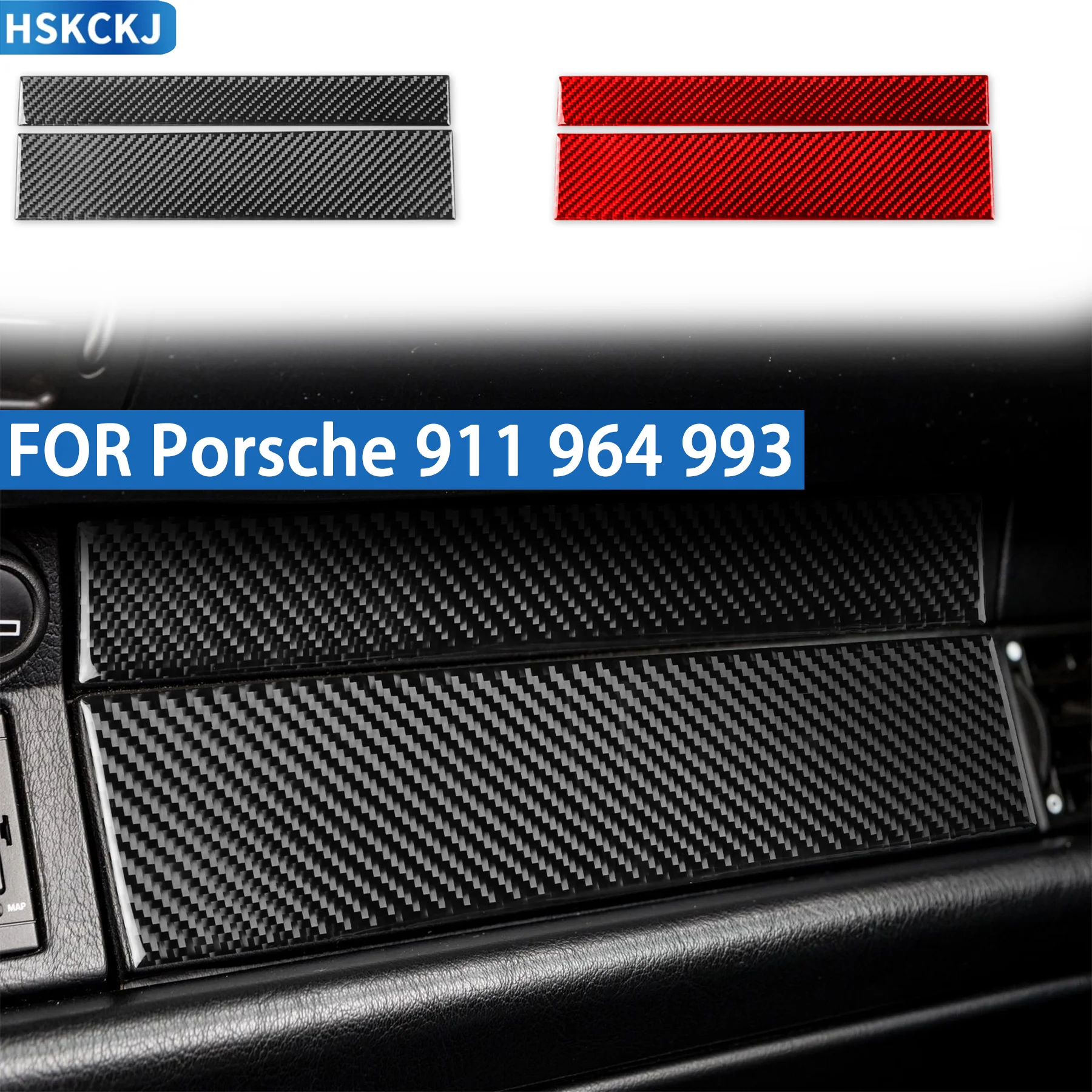 ポルシェ911-964-993-1986-1998年式車用-フロントパッセンジャーダッシュボードトリムカバー-本物のソフトカーボンファイバーインテリアアクセサリーステッカー