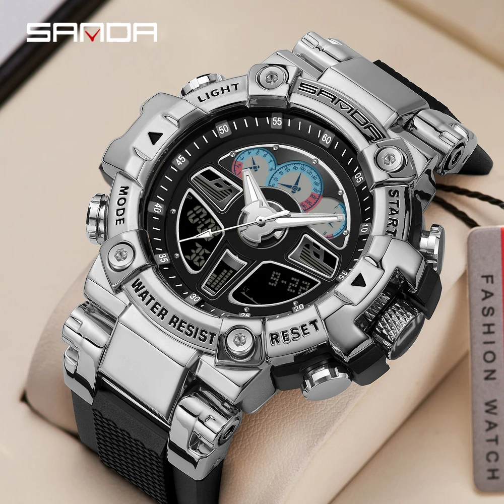 

Fashion SANDA Top Brand Men's Sports Military Hyun-chae Case Waterproof Multifunction Wristwatch Quartz Watch for Men Clock 3156