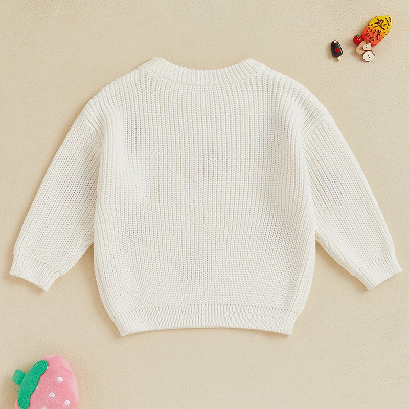 Suefunskry Baby Girls Knitted Sweater Long Sleeve O-Neck Strawberry Embroidery Tops Kids Fall Winter Knitwear Jumpers Pullovers