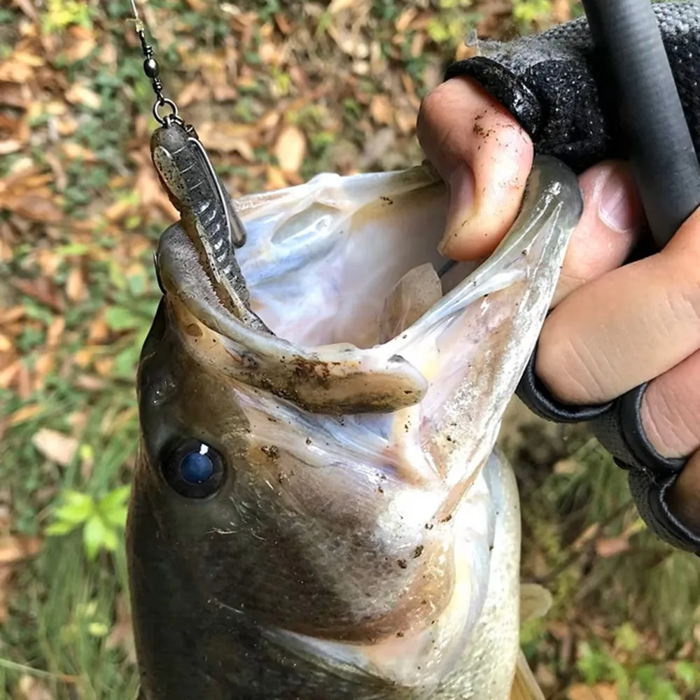 FishTrip 5 قطعة خطاف وزن الرأس EWG خطاف دودة الصيد JIKA تلاعب باس الصيد مع شفرة خطاف الاعشاب لصيد الدودة الناعمة