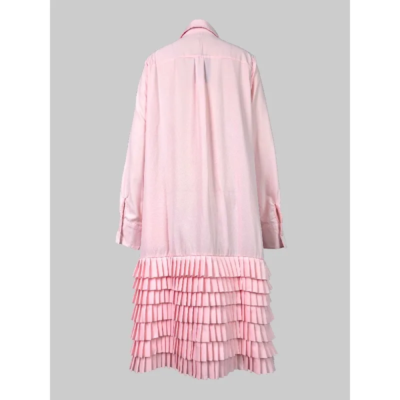 Tuhle 100% algodão vestidos femininos senhora do escritório sólido em camadas turn down collar manga longa botão elegante mini vestido 2025 160763