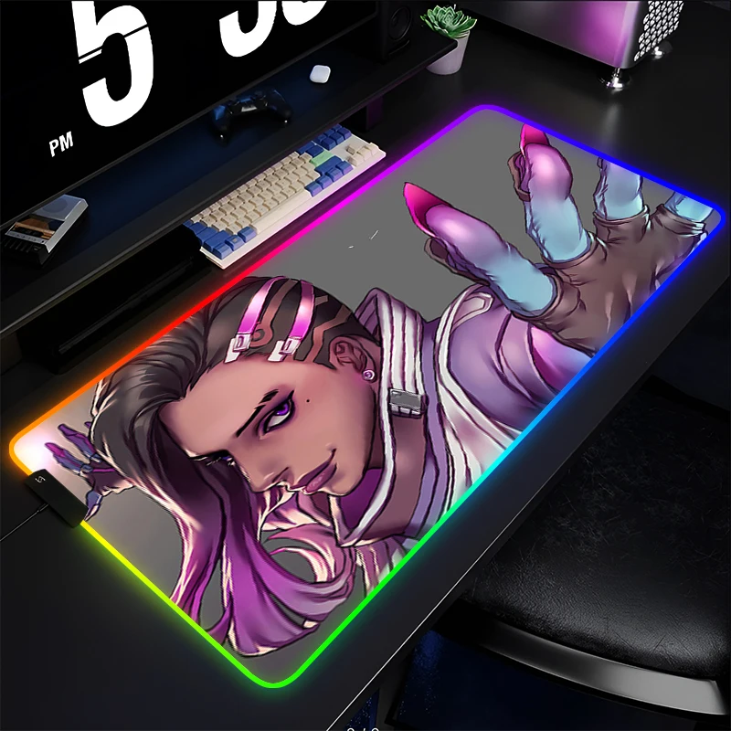 

RGB Mouse Pad Anime Gaming Accessories Mousepad Gamer LED PC Completo Computer Overwatch Sombra Keyboard Pad HD Desk Mat Varmilo