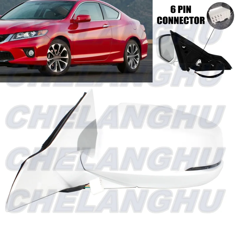 

Mirror Assembly For Honda Accord 2013 2014 2015 2016 US Version Left Side 6 Pins White Painted Heated Power Adjust Turn Light