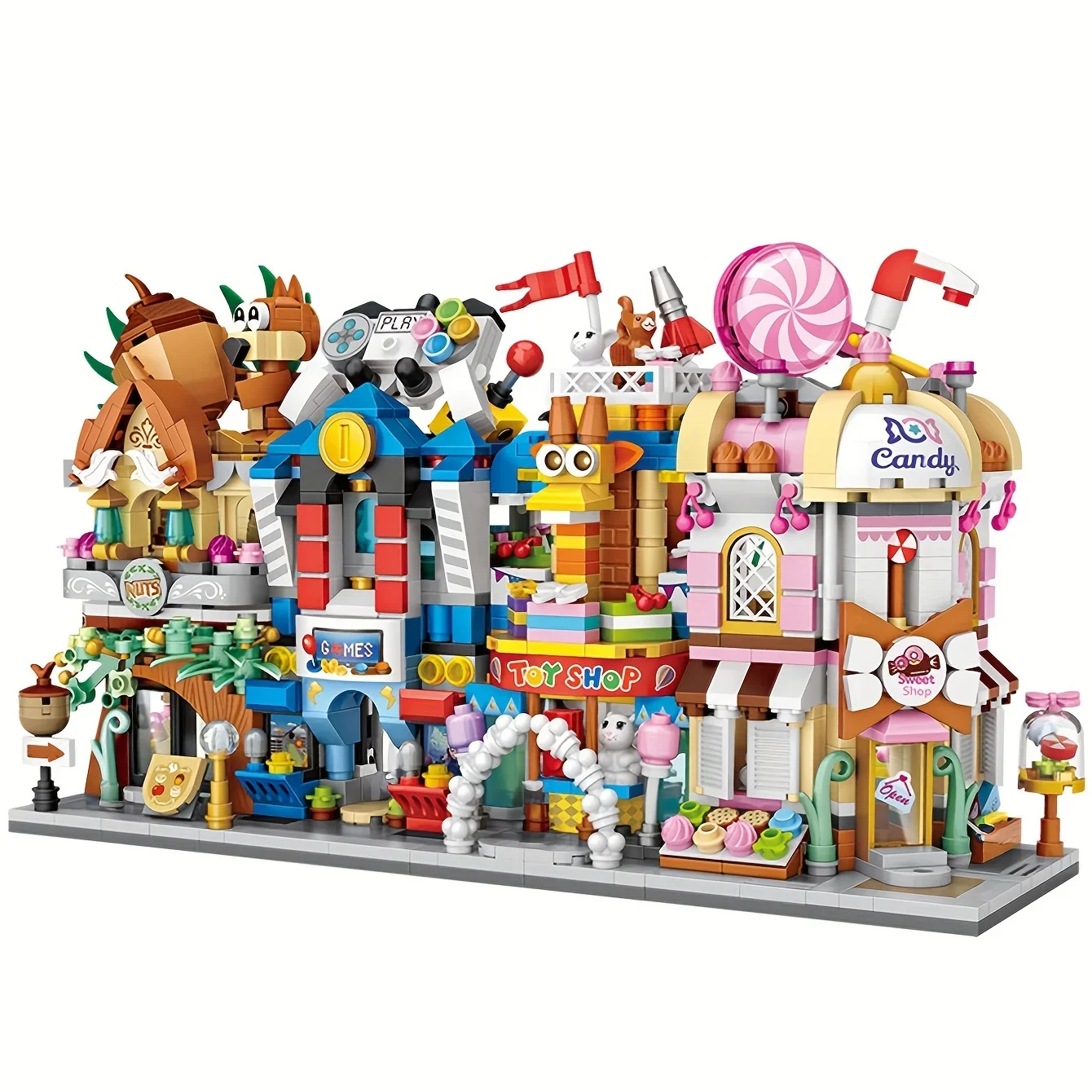 Mini Street View Game Hall Toy Store, Candy Store Nut Store, Building Blocks ,Christmas and Thanksgiving Gifts