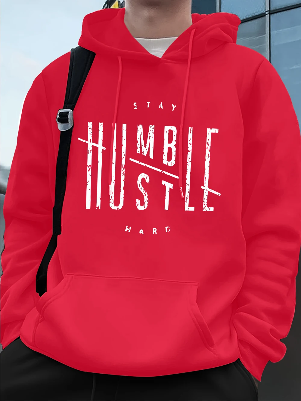 

Мужская толстовка с твердым принтом Stay Humble Hustle, осенние флисовые теплые толстовки, повседневная модная мужская одежда с карманом и капюшоном большого размера