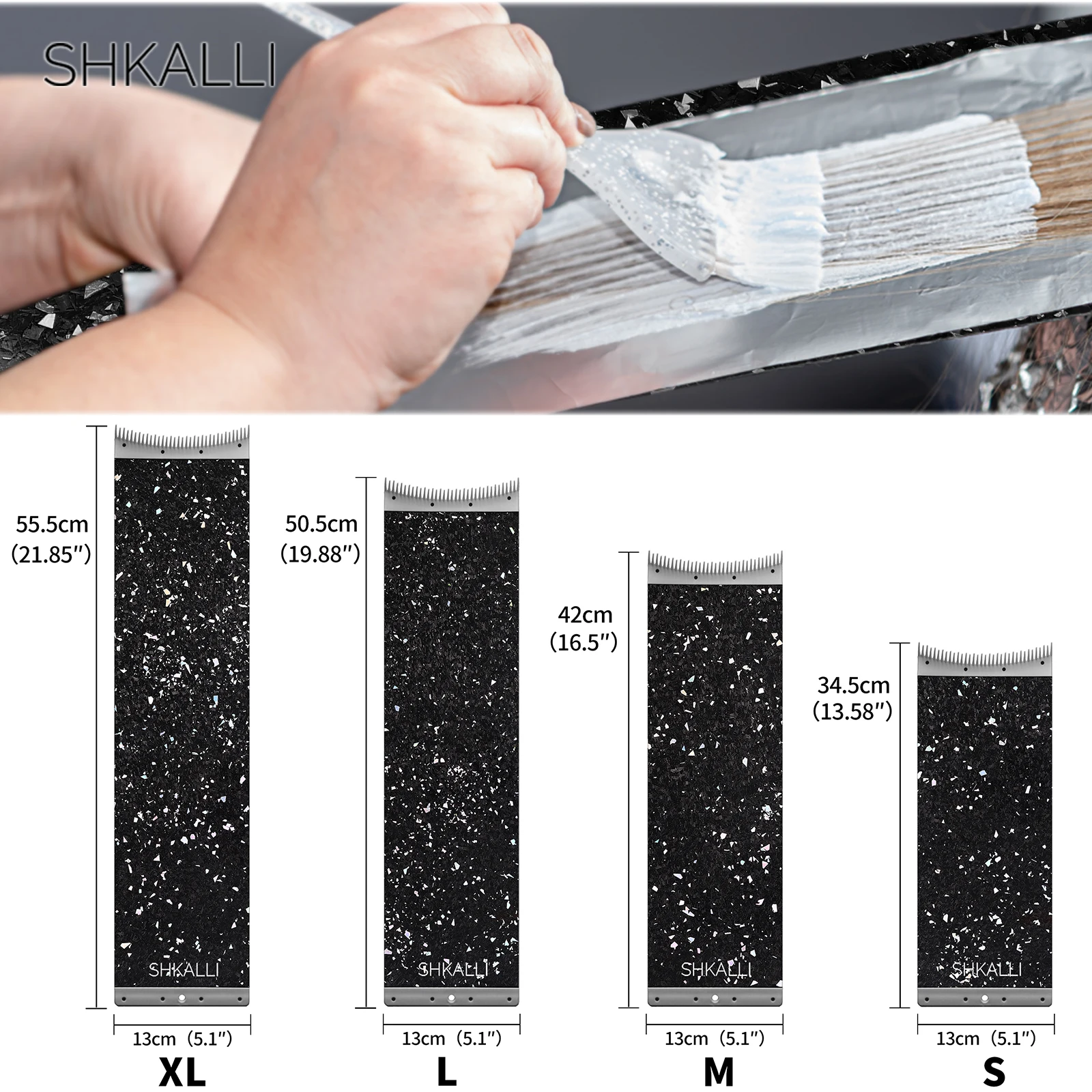 Professional Lightweight Highlighting Tool SHKALLI Carbon Fiber Hair Board with Comb Teeth Embedded Glitter Flakes