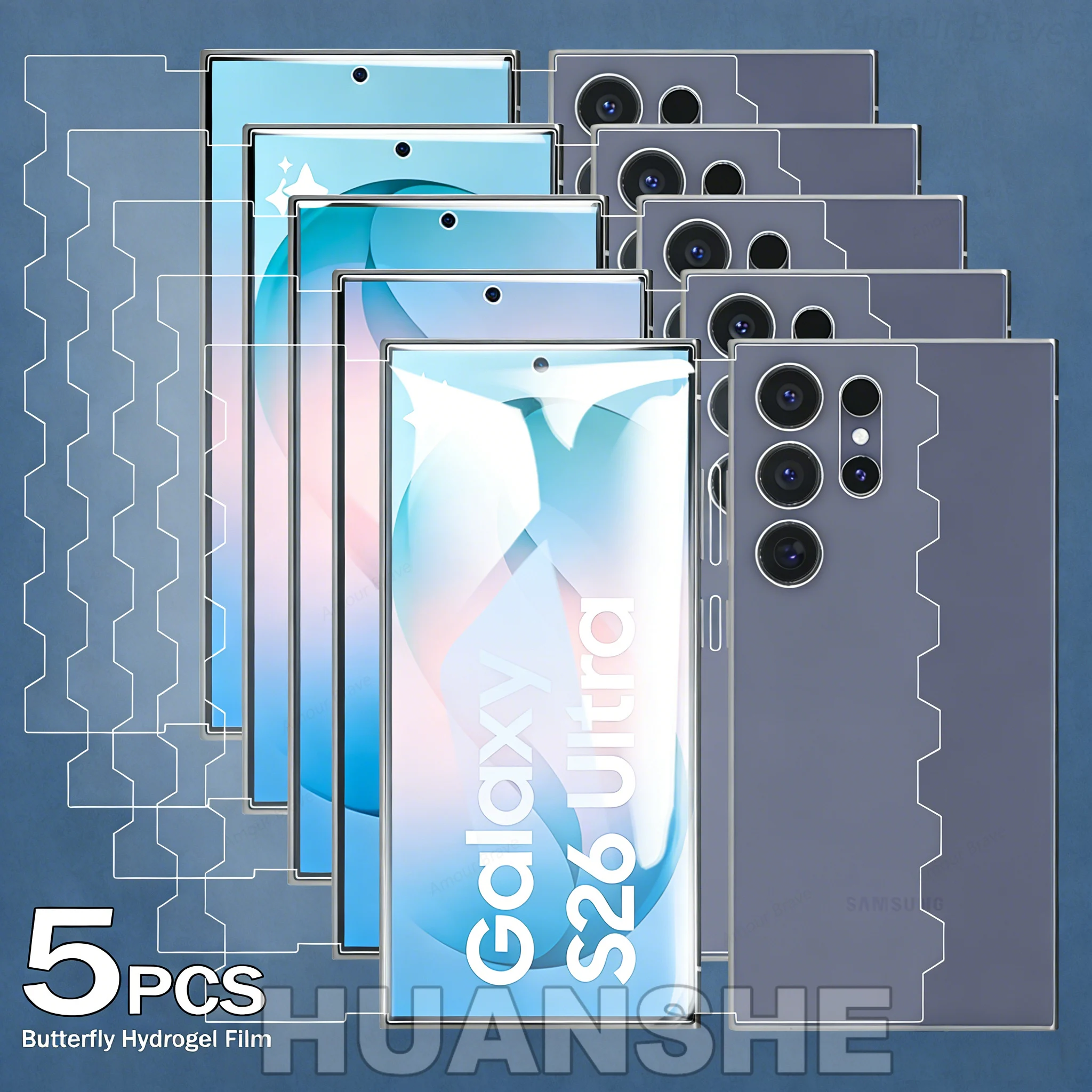

5PCS Full Coverage Butterfly Hydrogel Screen Protector Film for Samsung S26 Ultra S25 Ultra S24 S23 S22 S21 Plus FE Note 20 S10