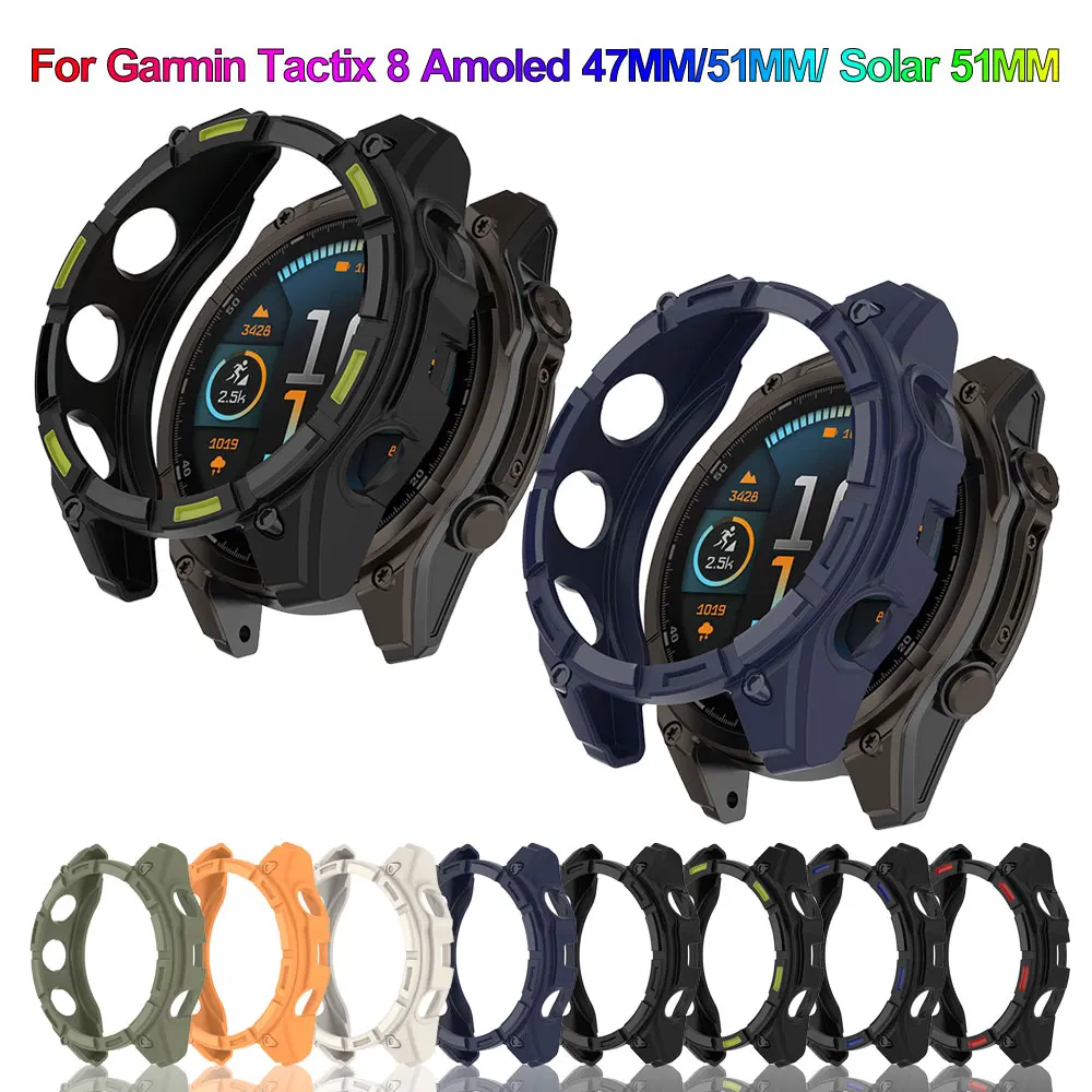 Silicone Watch Cover for Garmin Tactix 8 Amoled 51MM 47MM Band Smart Watch Shell Garmin Tactix8 Solar 51mm Protective Case