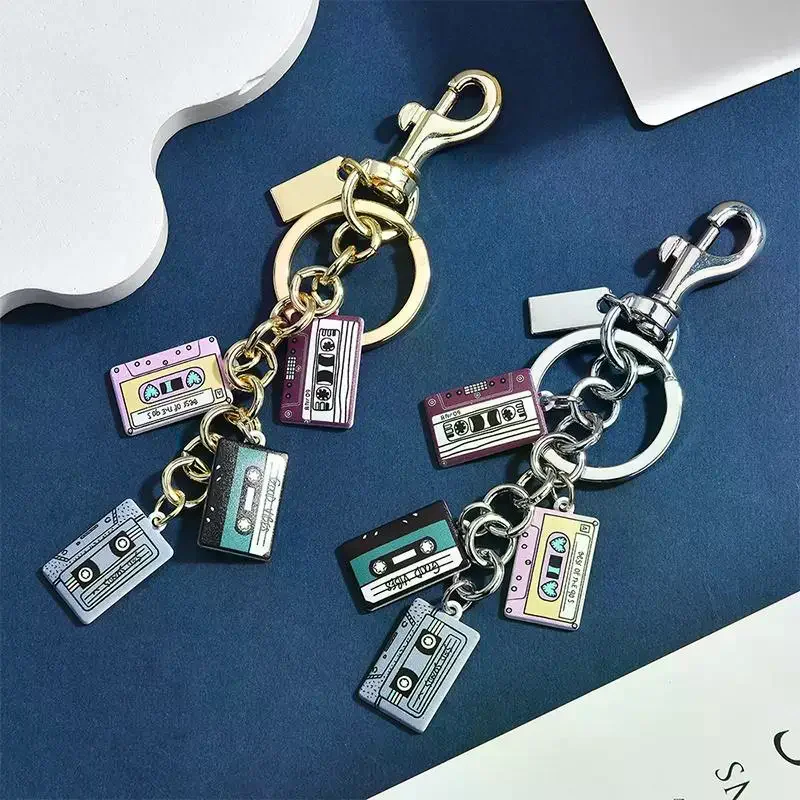 Vintage Cassette Tape Keychain Retro 90s 80s Accessories For Women Girls Backpack Purse Charms