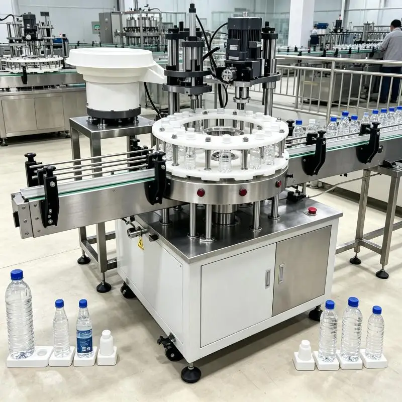 Fully Automatic Bottle Capping & Cap Lifting Machine PLC Touch Screen for Daily Chemical Shampoo Body Wash Bottles
