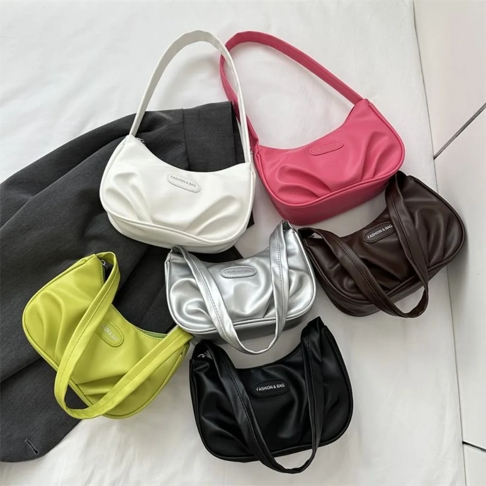 

PU Half-moon Shoulder Bag Letter Large Capacity Y2k Style Underarm Bag Phone Bag Storage Bag Leather Handbag Girls/Ladies