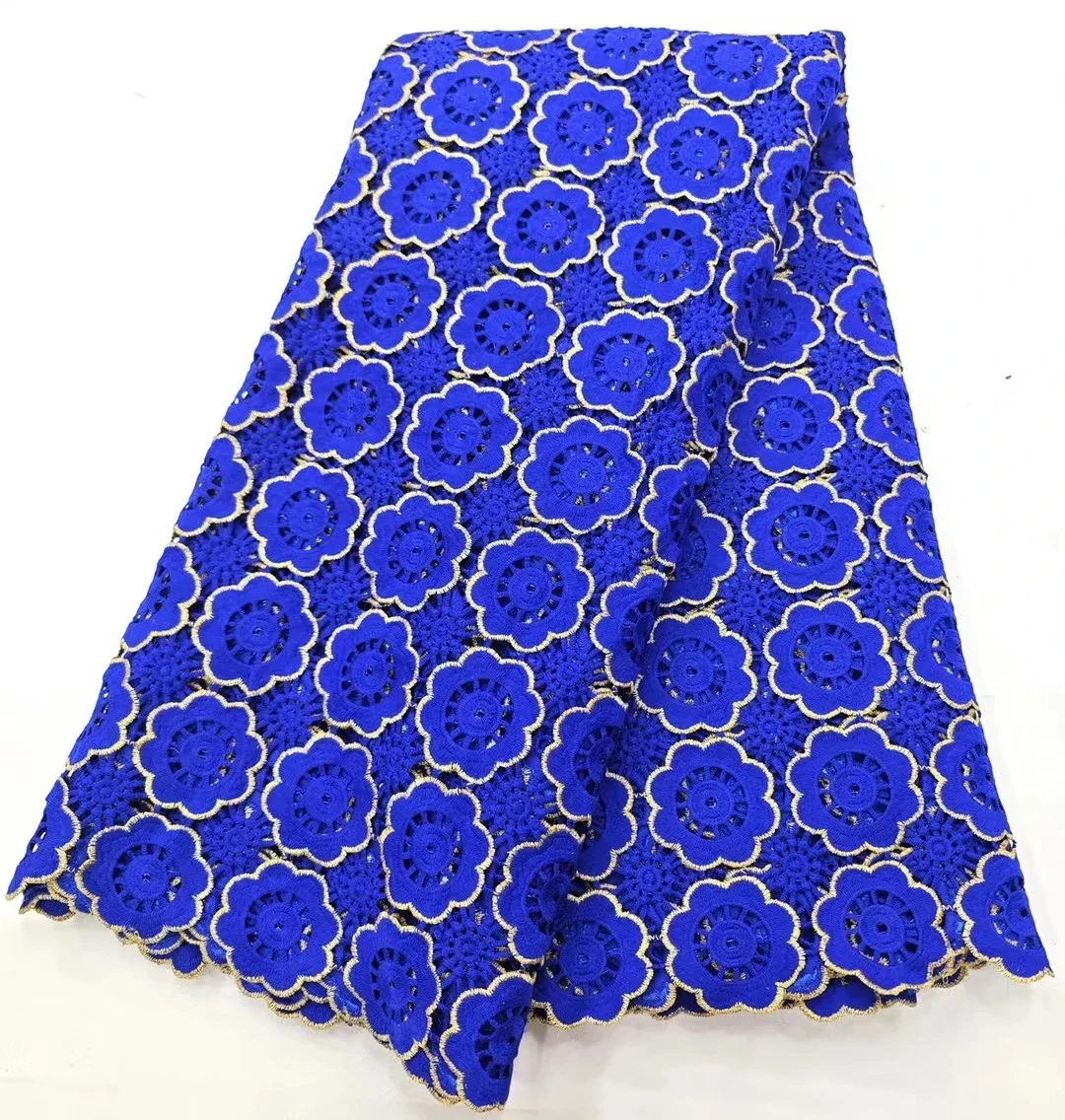 

Royal Blue Nigerian Guipure Cord Lace Fabric 2024 High Quality African Water Soluble Net Lace Fabric For Party Dress LHD24108