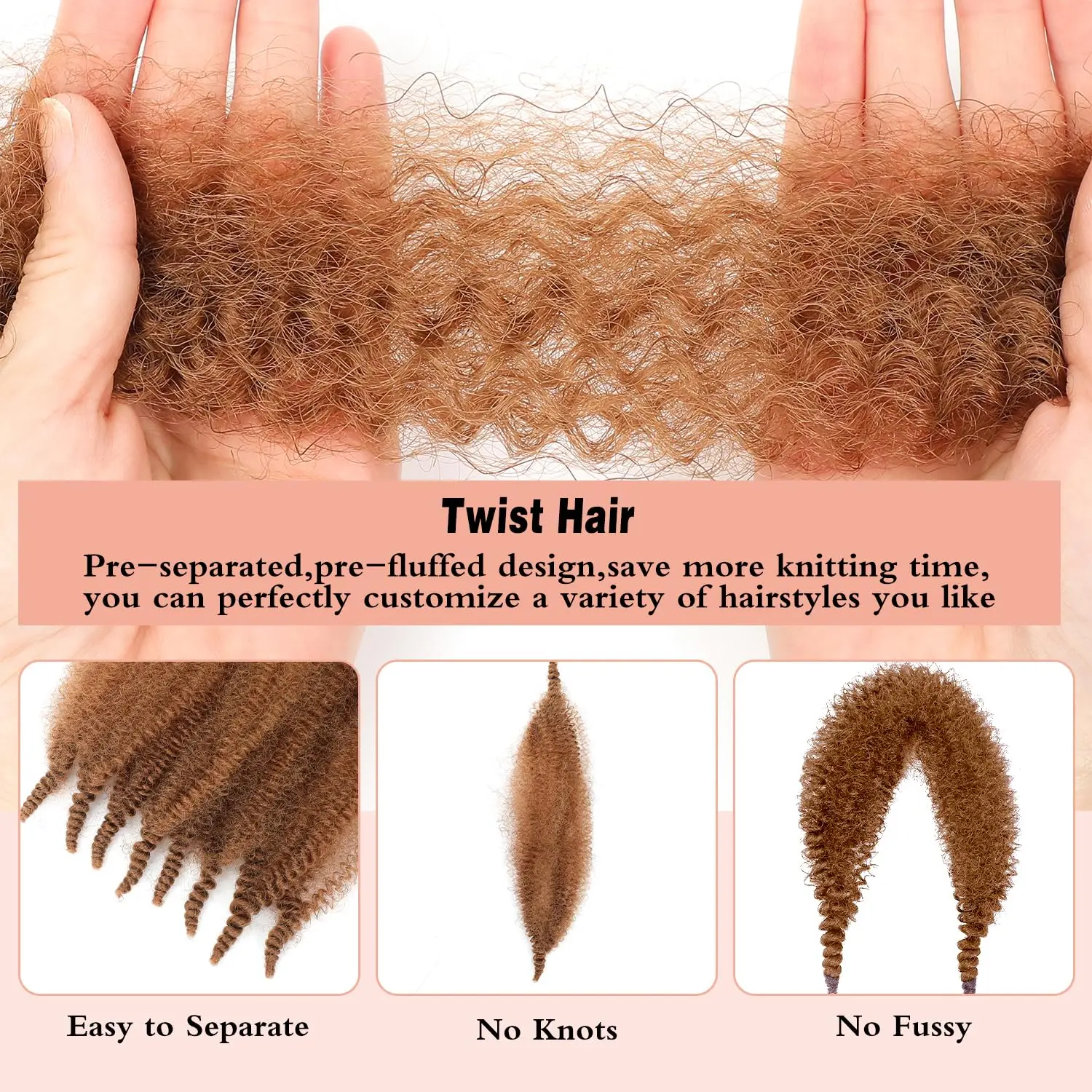 1/8 paquetes de pelo Afro elástico pre esponjoso pelo trenzado de primavera pelo sintético Afro Twist Marley Twist cabello trenzado