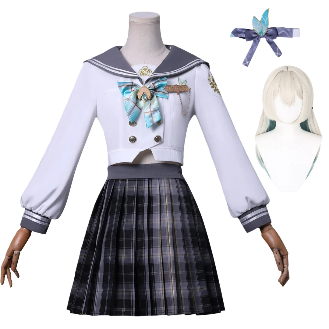 

Honkai Star Rail Firefly JK Uniform Schoolgirl Cosplay Costume Wig Full Set Anime Game Outfit