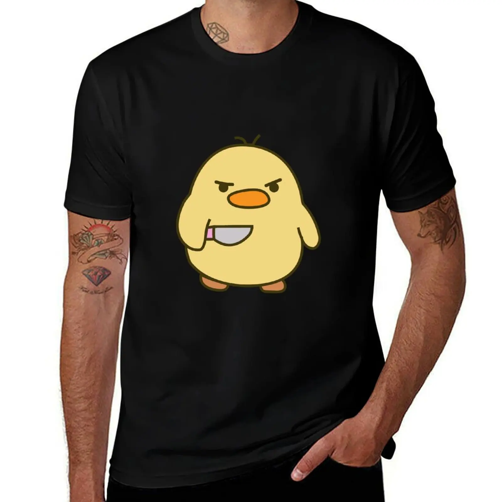 

angry duck with knife T-Shirt rapper graphic tees aesthetic clothes for a boy animal prinfor boys mens t shirts pack