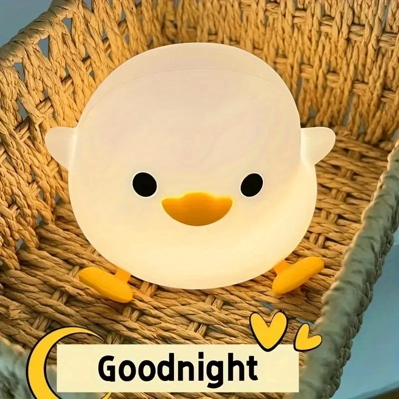 

1 шт.-Ночник Doudou Duck — зарядка через USB, мягкая лампа для ухода за глазами, управление временем и хлопок, силиконовая лампа, идеальный подарок для детей