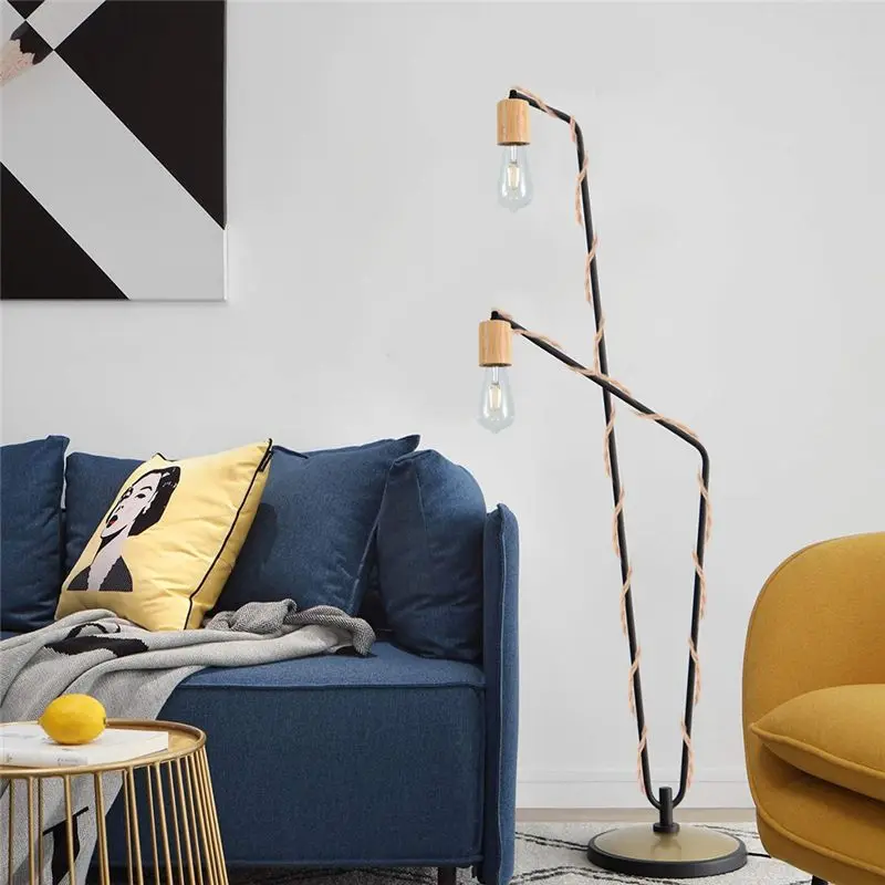 Wood Pendant Light Cord Kit ,14.76FT Vintage Industrial Hanging Plug In Lamp Cord With Twisted Nylon Rope E26-AT64