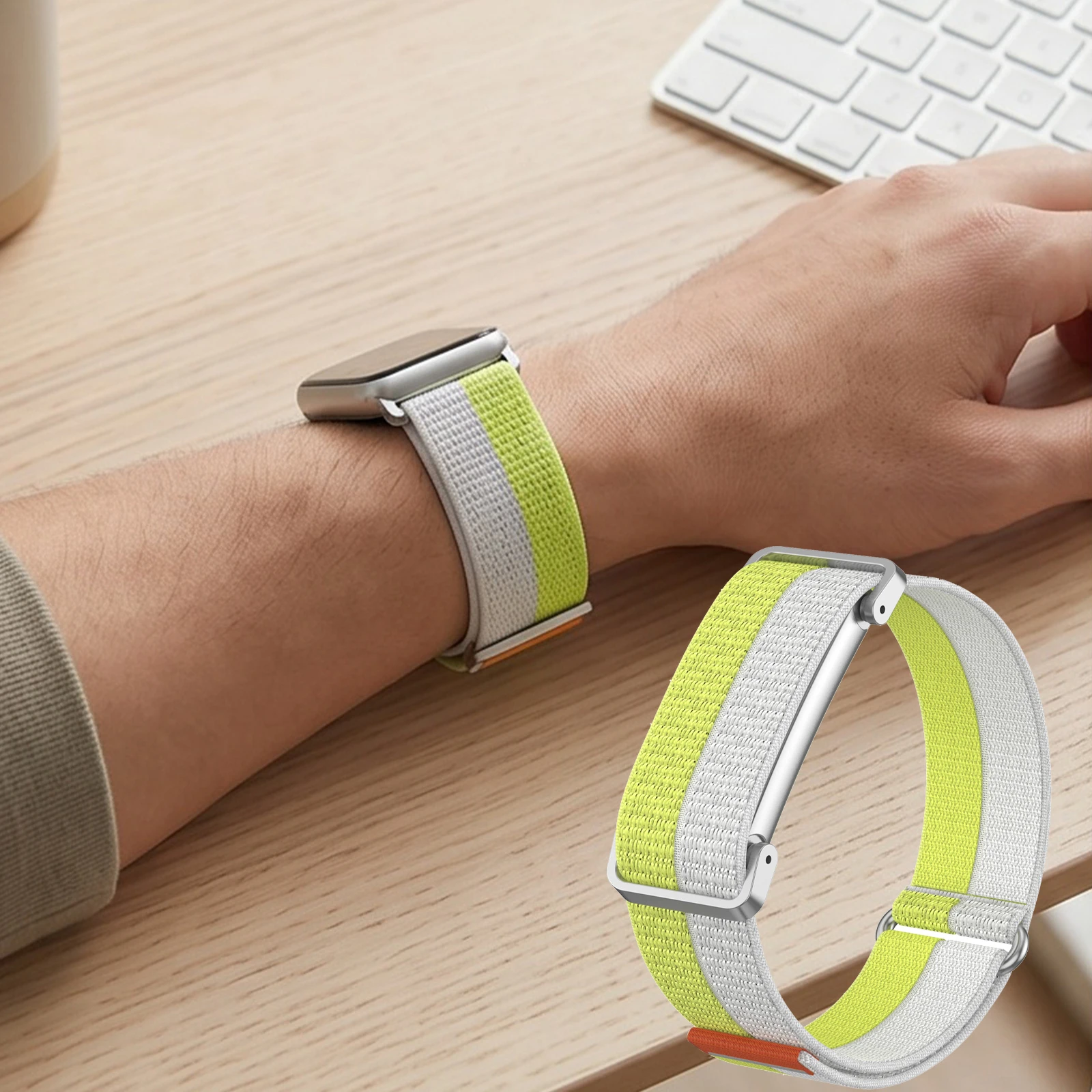 Adjustable Nylon Straps Compatible with Google Fitbit Air Band Replacement Strap Hook and Loops Nylon Band with Metal Case
