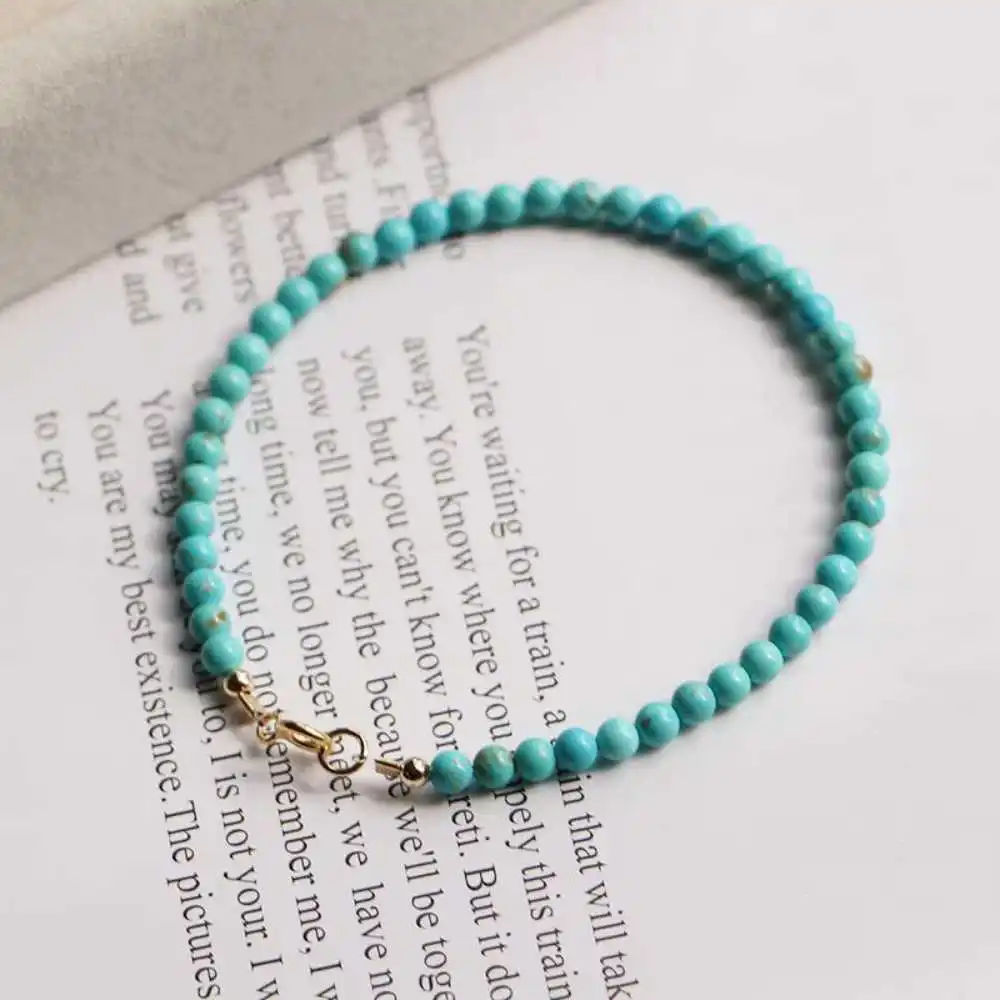 

5MM Natural Turquoise beads Cuff Lucky Bracelet spread Wrist Christmas National Style Diy Calming Mental Colorful Beaded Relief