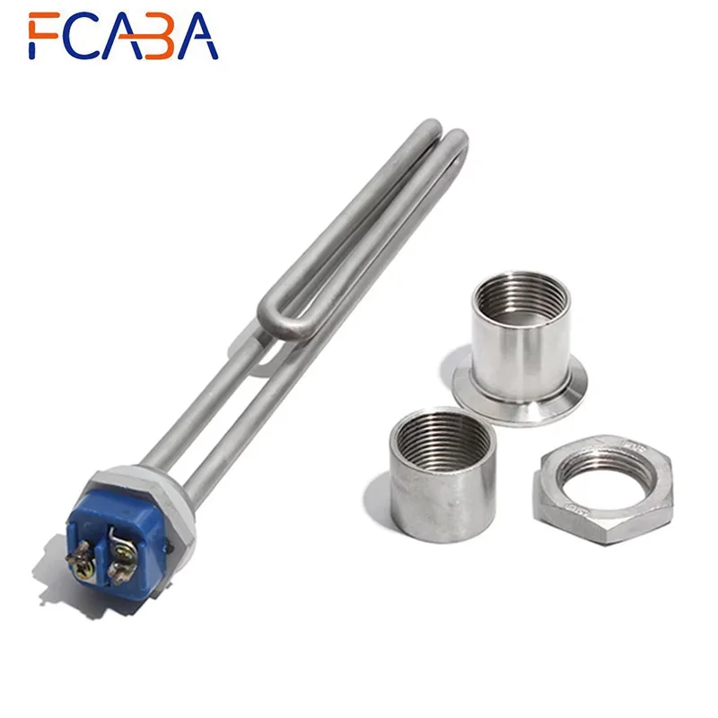 1 Inch NPT/DN25 Thread Immersion Water Heater Tube 304SUS Heating Element with Accessories 120V/220~240V/380V 4.5KW/5.5KW/6.5KW