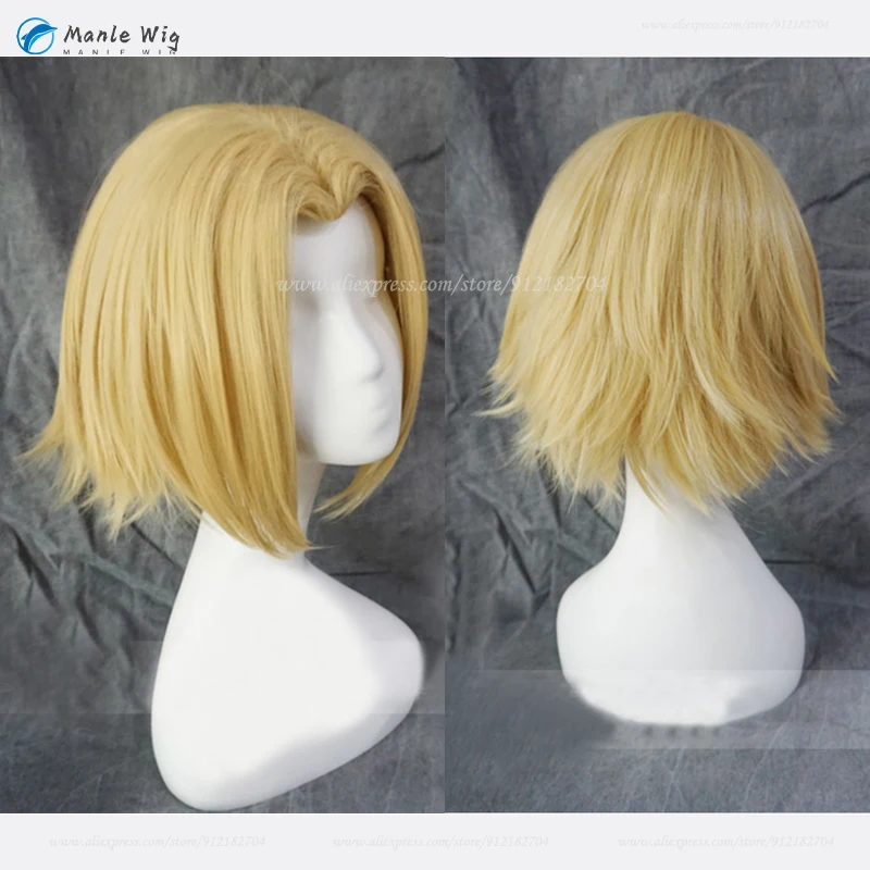 Anime Pakunota Cosplay Short Golden Middle Part Women Wigs Heat Resistant Synthetic Hair Yoshikawa Yuki Role Play Wig + Wig Cap