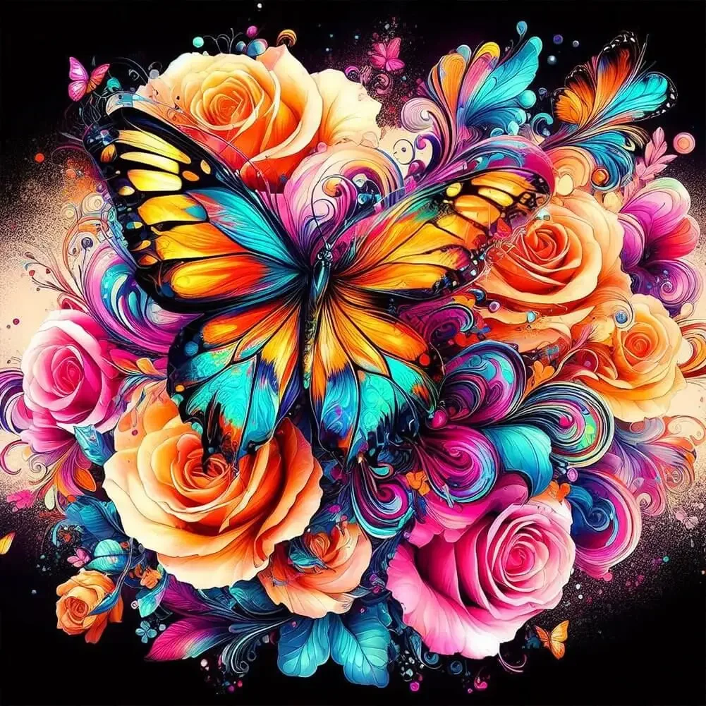 

Sunature Diamond Painting Art Full Square Round Drills Flower Butterfly Diamond Painting Kit