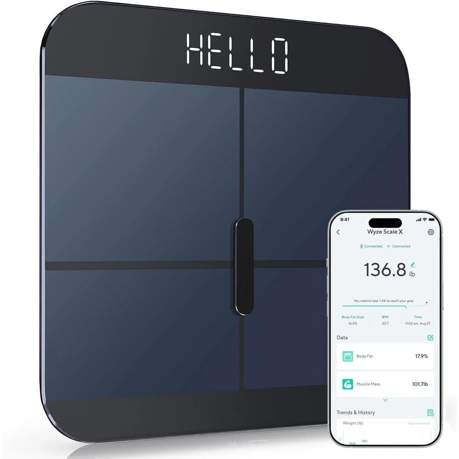 

X Smart Body Scale Digital Weight Fat BMI Muscle Heart Rate Monitor Sync Health APP 280x280x24mm
