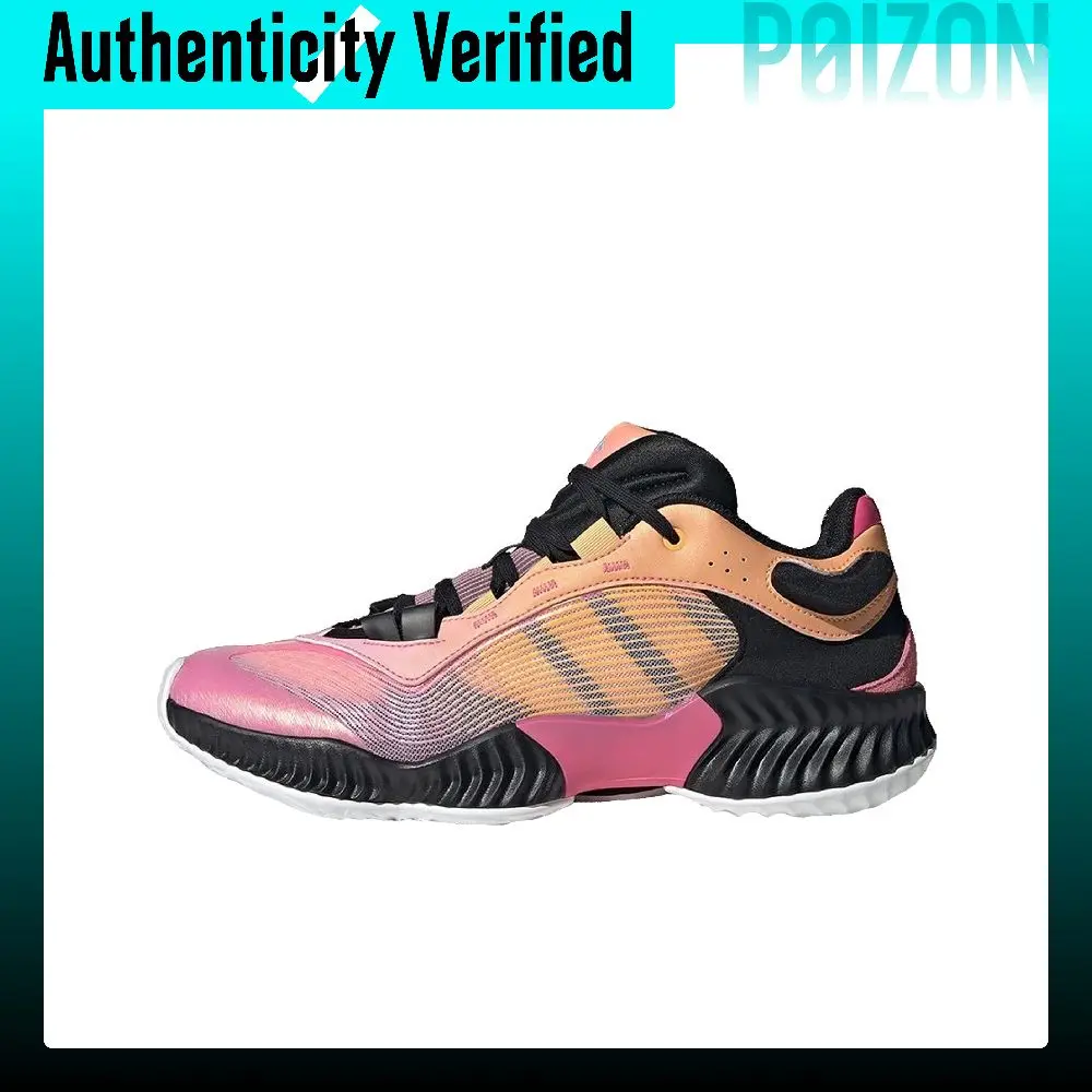 Adidas PRO VENTILATE Low Comfortable And Lightweight Low top Basketball Shoes Unisex Pink Orange Black JH5840