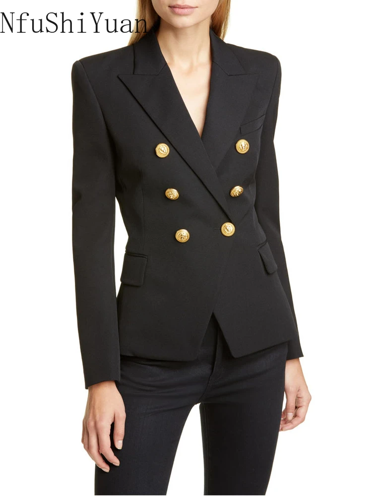 Veste courte imbibée pied-de-poule pour femme, blazer à double boutonnage, manteau femme, mode coréenne, nouveau