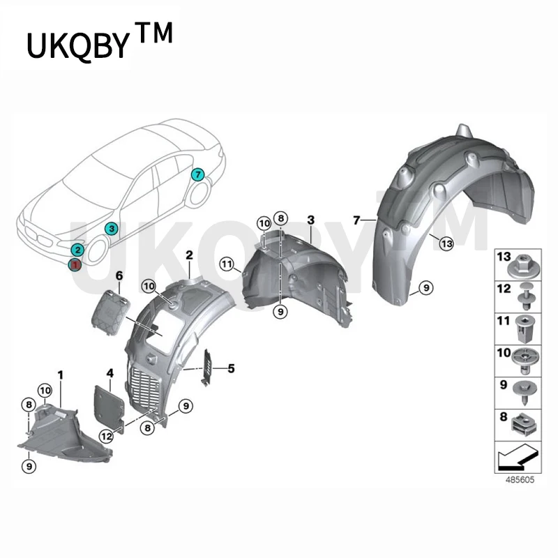 Car Front triangle Front bumper lower guard Lining baffle Suitable for 5 Series G30 G38 530b mw540 2017 Lower cover Front fender