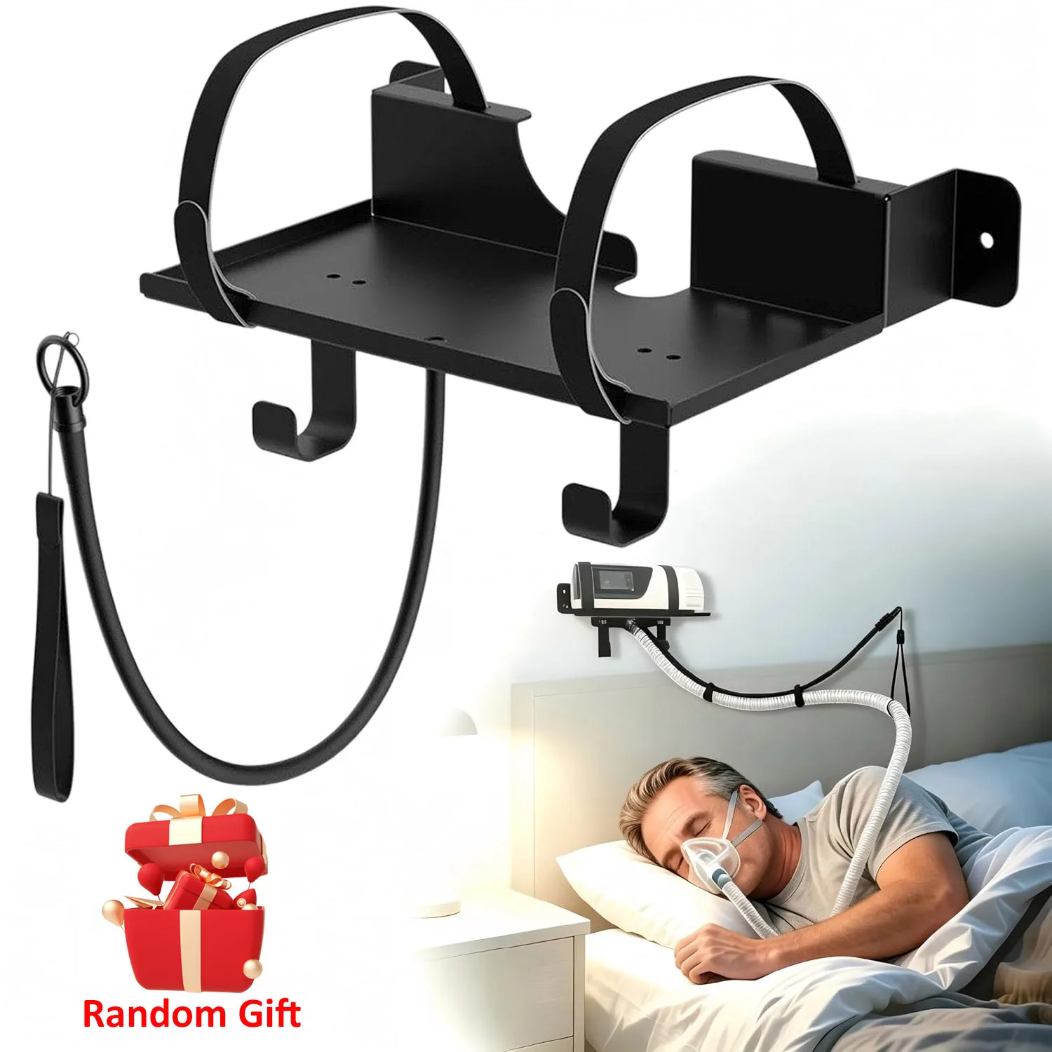 New Adjustable CPAP Wall Mount Shelf for AirSense 11 S11 & CPAP Hose Holder & Hook for CPAP Tube Mask F​ixed Bracket Accessories
