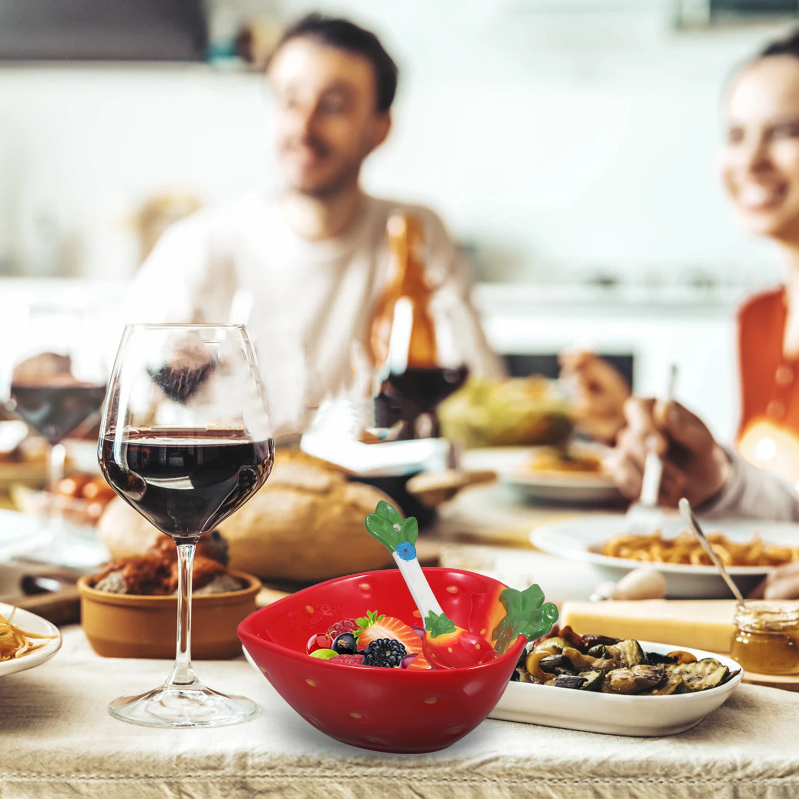 

1Set Playful Ceramic Strawberry Bowls and Plates for Fruits Salads Snacks Home Decor Tableware Accessory Bowl Fruit