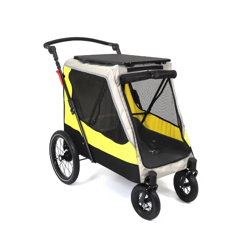 Dual-purpose dog ramp with tilted platform, large collapsible dog cart for elderly injured pets