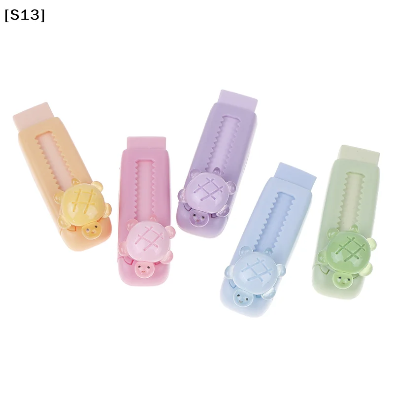 Cute Luminous Turtle Push-Pull Eraser Kawaii Cartoon Eraser Student Gift Reward Stationery Gift[Q]Q@