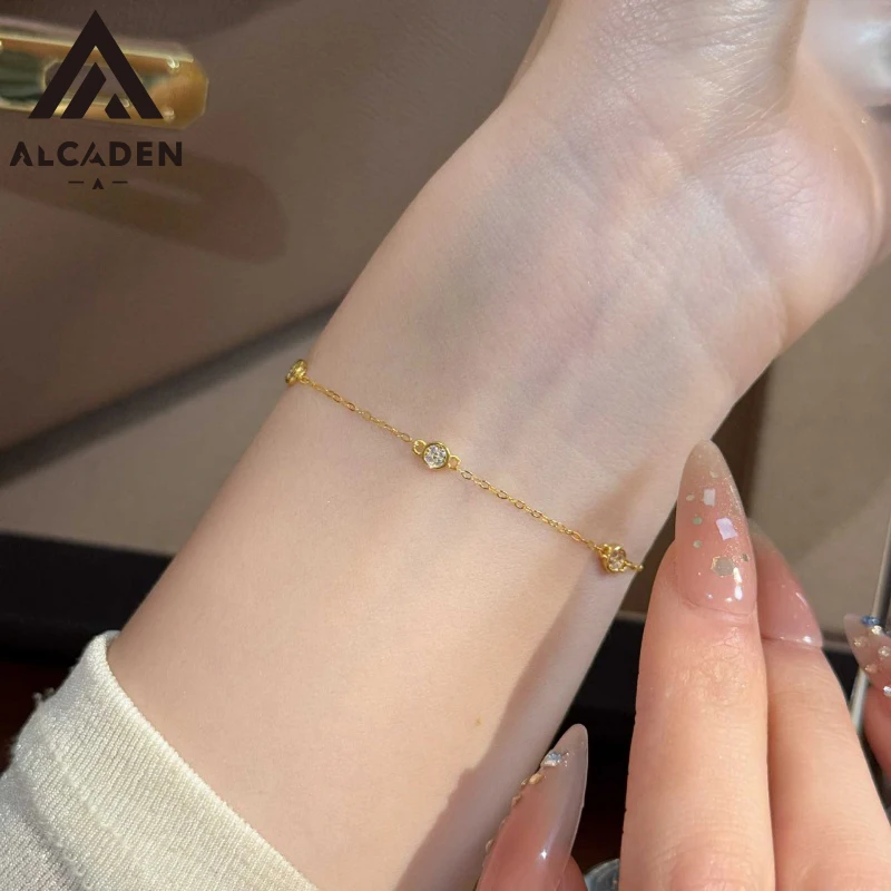 3 CZ Circle Bead Bracelets 925 Sterling Silver For Women Summer Jewelry Couple Friends Accessories Gift