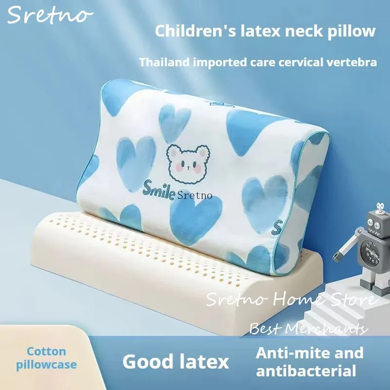 Thailand Natural Latex Pillow Children's Cervical Spine Protection Sleeping Pillow Cute Throw Neck Pillows Almohadas Para Dormir