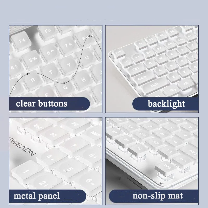 104 Keys Gaming Crystal Keyboard RGB Backlit Slim Silent Keypad Metal Panel USB Wired Girl Gamer Keyboard For Computer Laptop PC