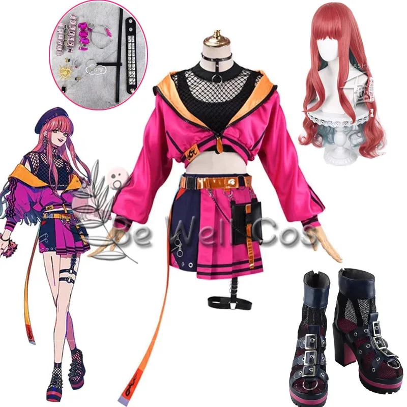 

Paradox Live Anne Faulkner Cosplay Costume Wig Earrings Shoes ParadoxLive BME Hip Hop Anime Halloween Party Women Fancy Dress
