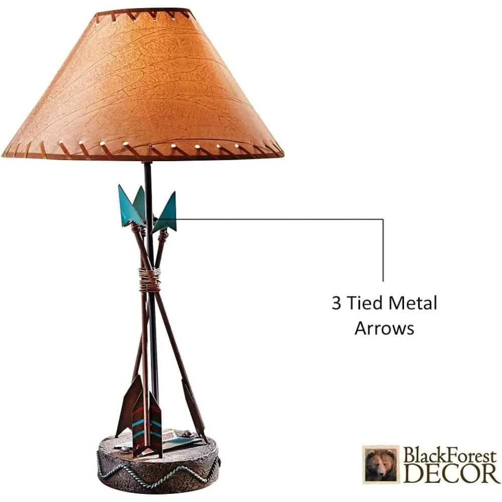 مصباح طاولة على شكل سهم جنوب غرب ريفي - 26 مصباح مكتبي بمقصورة مع لمسات فيروزية، طراز جنوب غربي