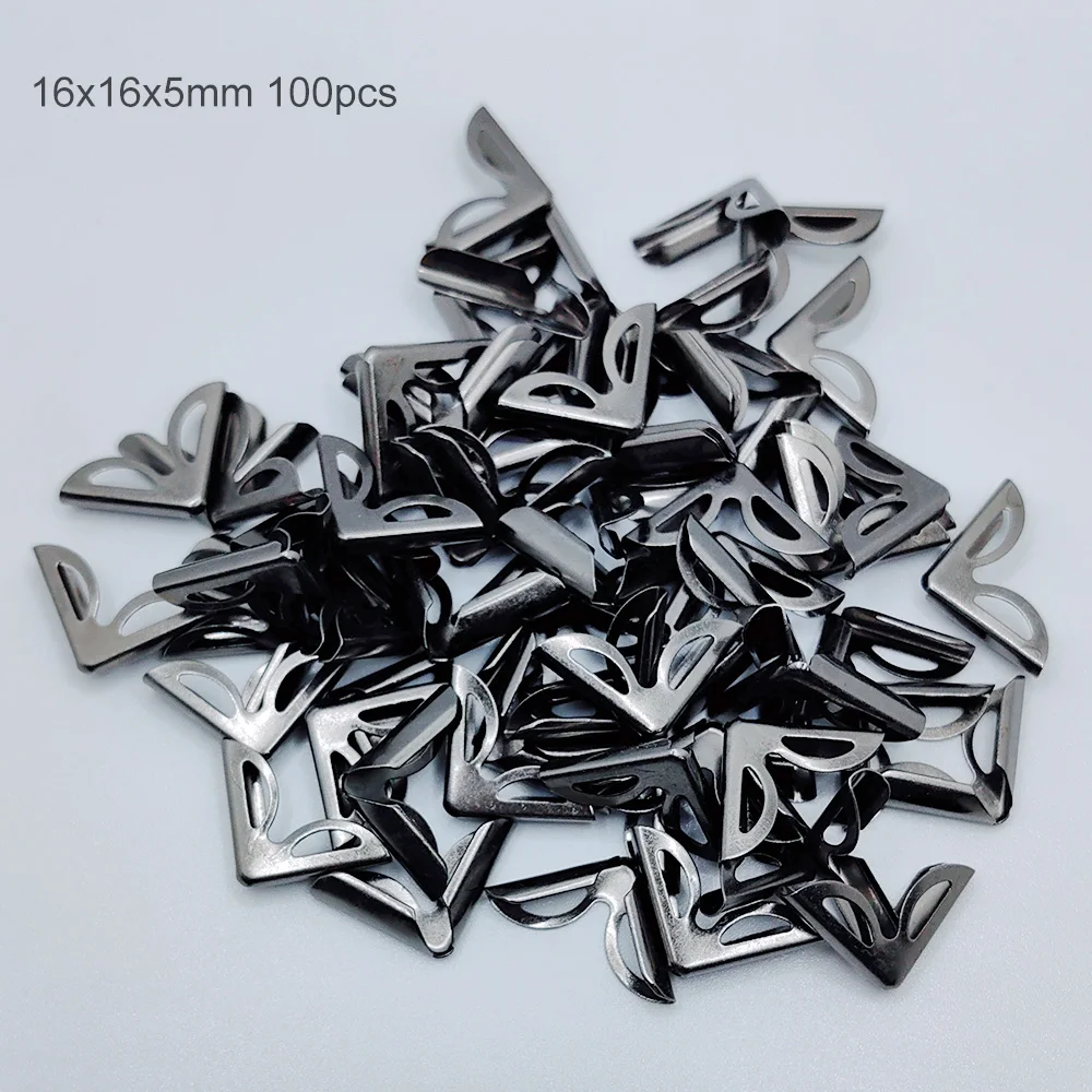 100 sztuk 16X16X5mm metalowe 4 kolory narożniki do książek Scrapbooking albumy fotograficzne menu narożniki metalowe rzemiosło DIY ozdoba